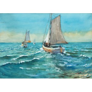 Soter Jaxa-Małachowski (1867 Wolanów - 1952 Kraków), Łodzie rybackie na morzu