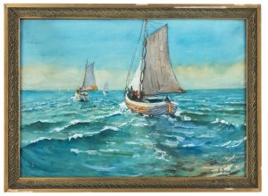 Soter Jaxa-Małachowski (1867 Wolanów - 1952 Kraków), Łodzie rybackie na morzu