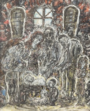 Zdzislaw Lachur (1920 Zagórze - 2007 Warsaw), Jewish family, 1986.