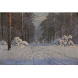 Wiktor Korecki (1890-1980), Pejzaż zimowy z drogą