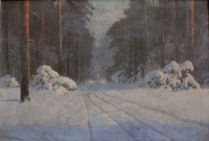 Wiktor Korecki (1890-1980), Pejzaż zimowy z drogą