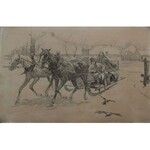 Stanisław Bohusz-Siestrzeńcewicz (1869-1927), Wyjazd do miasta(wg obrazu Józefa Brandta „W służbie bożej”)