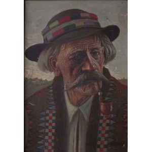 Konstanty Szewczenko (1910-1991), Portret starego hucuła z fajką