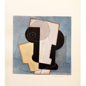 Henri Laurens (18 lutego 1885 - 5 maja 1954), Kompozycja kubistyczna [pochoir ręcznie kolorowany gwaszem] 1929