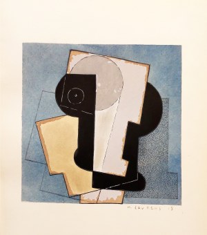 Henri Laurens (18 lutego 1885 - 5 maja 1954), Kompozycja kubistyczna [pochoir ręcznie kolorowany gwaszem] 1929