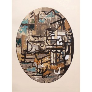 Georges Braque (1882 - 1963), Kompozycja kubistyczna [pochoir ręcznie kolorowany gwaszem], 1929