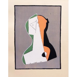 Henri Laurens (18 lutego 1885 - 5 maja 1954), Kompozycja kubistyczna [pochoir ręcznie kolorowany gwaszem], 1929