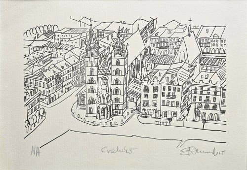 Edward Dwurnik (1943 - 2018), Kraków Kościół Mariacki (A/A; sygn. przez autora)