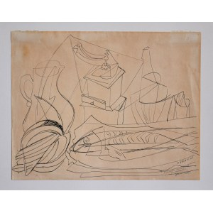 GINO SEVERINI, Natura morta con pesce e macinino, GINO SEVERINI, Natura morta con pesce e macinino