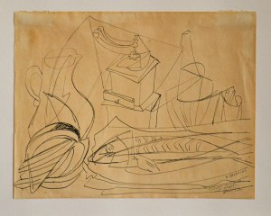 GINO SEVERINI, Martwa natura z rybą i młynkiem