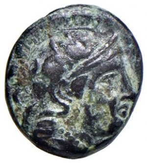 AEOLIS. Neonteichos - AE (2nd century BC) Helmeted head of Ate...