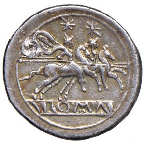 Anonime - Denario (dopo il 211 a.C.) Testa di Roma a d. - R/...