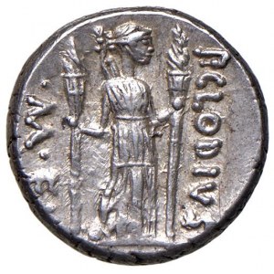 Clodia - P. Clodius M. f. Turrinus - Denario (42 a.C.) Testa...