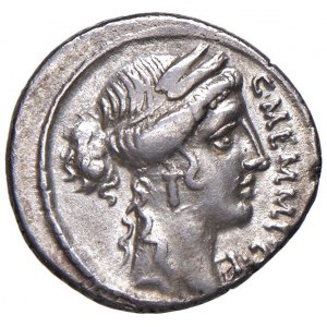 Memmia - Caius Memmius - Denario (56 a.C.) Testa di Cerere a...