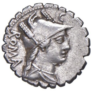 Poblicia - C. Poblicius Q. f. - Denario (80 a.C.) Busto di R...