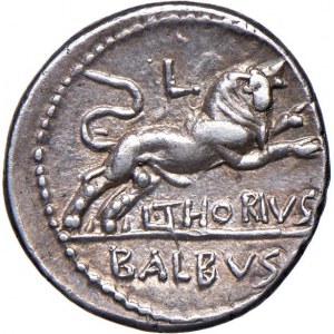 Thoria - L. Thorius Balbus - Denarius (105 v. Chr.) Kopf des Ju...