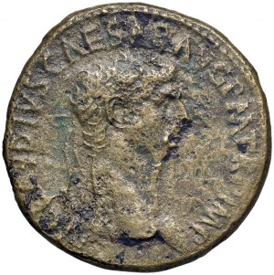 Claudius (41-54) Sestertius - Head to r. - R/Script in crown...