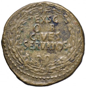 Claudius (41-54) Sestertius - Head to r. - R/Script in crown...