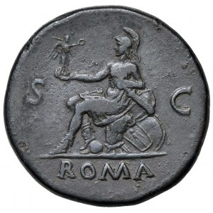 Nerone (54-68) Sesterzio - Testa laureata a s. - R/ Roma sed...