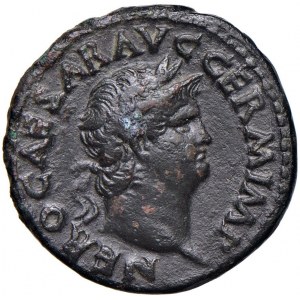 Nerone (54-68) Asse - Testa laureata a d. - R/ Tempio di Gia...