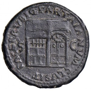 Nerone (54-68) Asse - Testa laureata a d. - R/ Tempio di Gia...