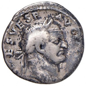Vespasian (69-79) Denarius - Laureate head r. - R/ Strume...