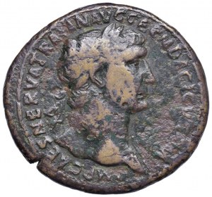 Trajan (98-117) Sestertius - Laureate bust r. - R/ The Pac...