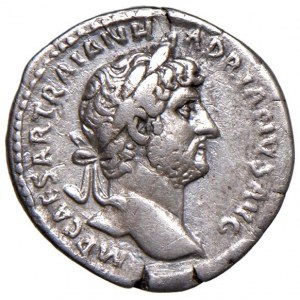 Hadrian (117-138) Denarius - Lorbeerkopf r. - R/ Rom se...