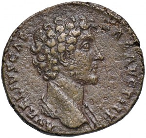 Marcus Aurelius (161-180) Sestertius - Draped bust to r. ...