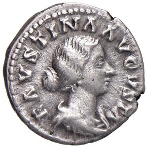 Faustina II (moglie di Marco Aurelio) Denario - Busto drappe...