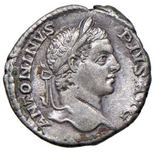 Caracalla (211-217) Denario - Busto laureato e drappeggiato ...