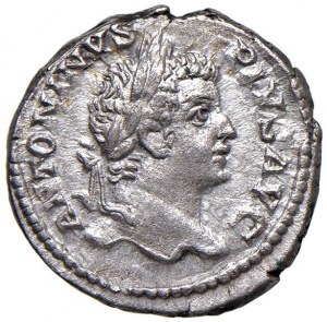 Caracalla (211-217) Denár - Vavřínové poprsí r. - R/ Imp...