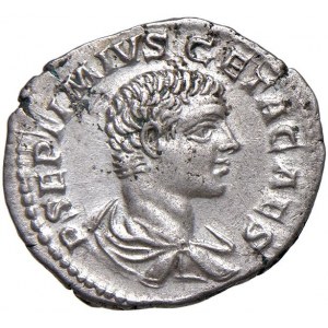 Geta (211-215) Denario - Busto drappeggiato a d. - R/ Minerv...