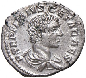 Geta (211-215) Denár - Draped bust r. - R/ Minerv...