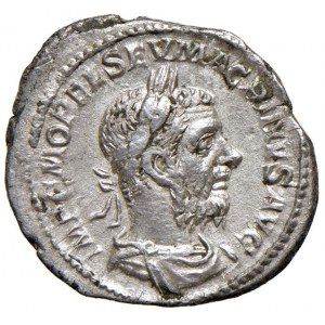 Macrino (217-218) Denario - Busto laureato a d. - R/ La Feli...