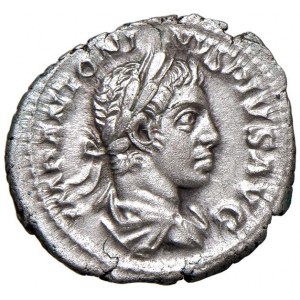 Elagabalo (218-222) Denario - Busto laureato , drappeggiato ...