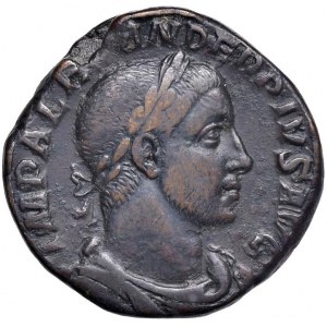 Alessandro Severo (222-235) Sesterzio - Busto laureato, drap...