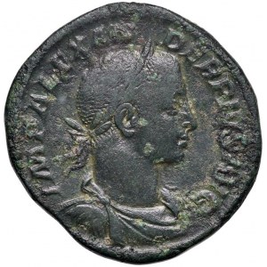Alessandro Severo (222-235) Sesterzio - Busto laureato e dra...