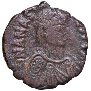 Anastasio (491-519) Mezzo follis - Busto diademato - R/ Lett...