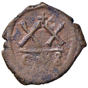 Tiberius II (578-582) Polovičný folikul - Drapéria a koruna...