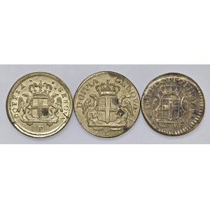 Lot de trois poids monétaires de pièces de Gênes...