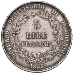 MILANO Governo provvisorio (1848) 5 Lire 1848 Rami lunghi - ...