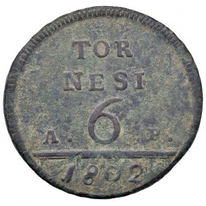 NAPLES Ferdinand IV (1799-1805) 6 Tornesi 1802 - Nomisma 64...