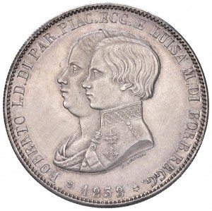 PARMA Robert of Bourbon (1854-1859) 5 Lire 1858 - Gig. 1 AG...
