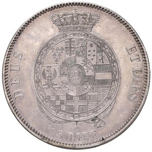 PARMA Robert of Bourbon (1854-1859) 5 Lire 1858 - Gig. 1 AG...