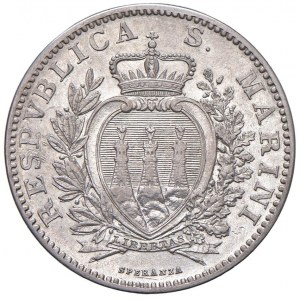 SAN MARINO 2 Lire 1898 - AG (g 9,94)...
