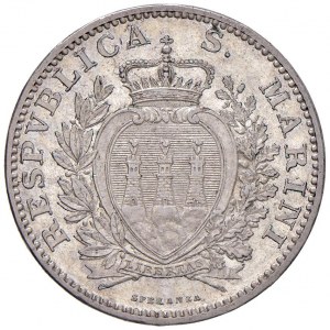 SAN MARINO 2 Lire 1906 - AG (g 10,00) Colpi al bordo ma bell...