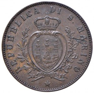 SAN MARINO 5 cents 1864 - CU (g 5,05) Fissure sur D/...