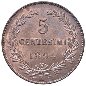 SAN MARINO 5 Centesimi 1894 - CU (g 5,13) Rame rosso...