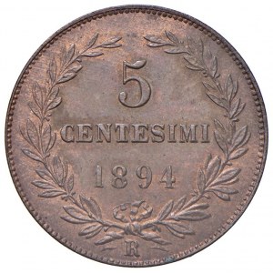 SAN MARINO 5 Centesimi 1894 - CU (g 4,94) Rame rosso...